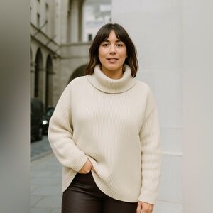 Tahari Merino Wool Blend Turtleneck Sweater | Size Large